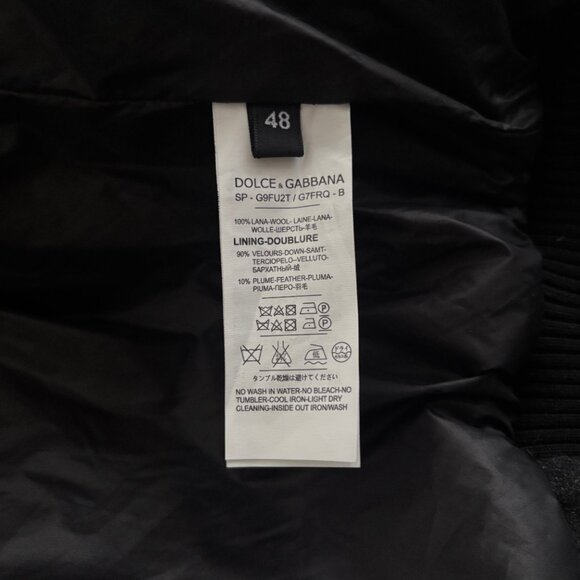 Dolce & Gabbana Bird, Dog Patch Quilted Puffer Wool Down Bomber Jacket - 48 S- M - Picture 10 of 13